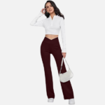 Imperative Women's Crossover High Waist Flared Yoga Pants with Phone Pocket, Comfort-Fit, Track Pants, Gym Tights #82